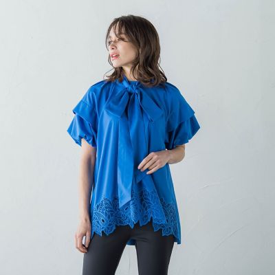 ＜Viaggio Blu (Women)＞【ＷＥＢ別注】レースブラウス≪手洗い可能≫