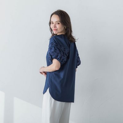 ＴＣブロードフリンジ刺繍ブラウス≪手洗い可能≫