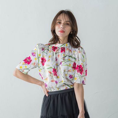 ＜Viaggio Blu (Women)＞【ＫＥＩＴＡ　ＫＡＷＡＳＡＫＩ　×　Ｖｉａｇｇｉｏ　Ｂｌｕコラボ】Ｗｉｌｄ　ｔｕｌｉｐ　ブラウス