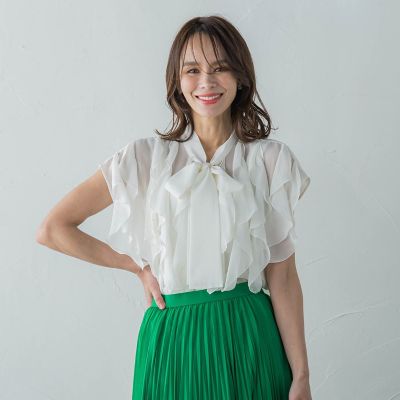 シフォンラッフルブラウス≪洗濯機で洗える≫