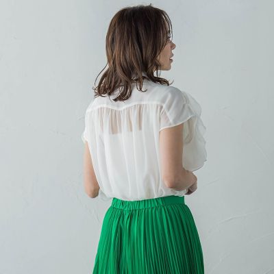 シフォンラッフルブラウス≪洗濯機で洗える≫