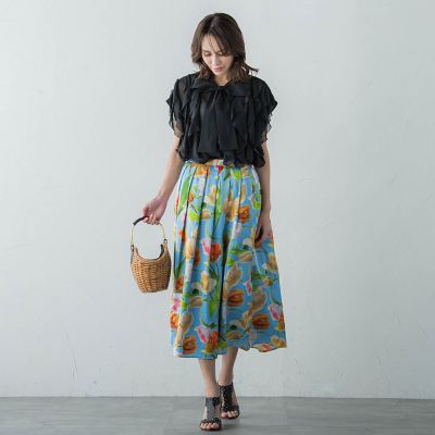シフォンラッフルブラウス≪洗濯機で洗える≫