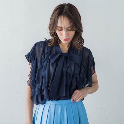 シフォンラッフルブラウス≪洗濯機で洗える≫