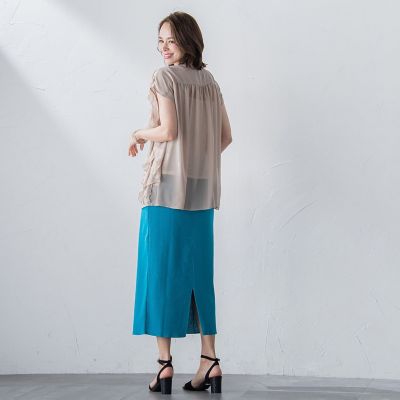 シフォンラッフルブラウス≪洗濯機で洗える≫