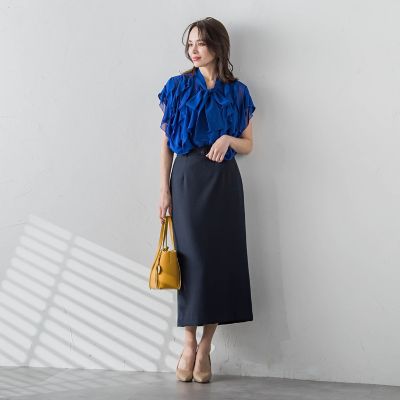 シフォンラッフルブラウス≪洗濯機で洗える≫