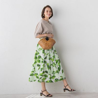 リネンライクオープンカラーブラウス≪洗濯機で洗える≫