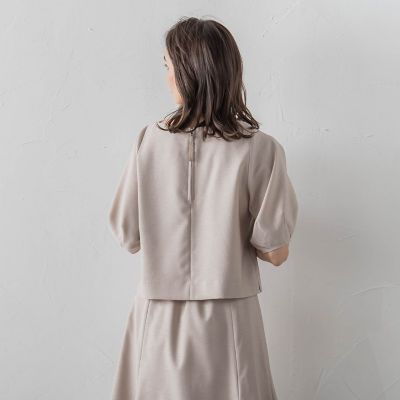 リネンライクオープンカラーブラウス≪洗濯機で洗える≫