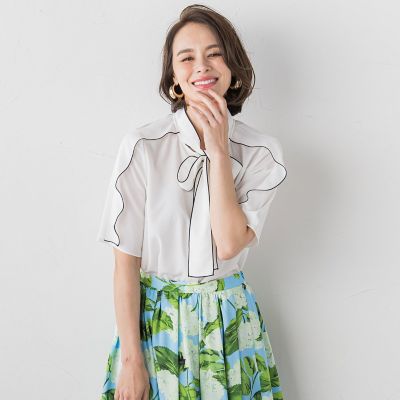 【ＷＥＢ別注】ハイツイストジョーゼットボウタイブラウス≪洗濯機で洗える≫