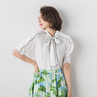 【ＷＥＢ別注】ハイツイストジョーゼットボウタイブラウス≪洗濯機で洗える≫