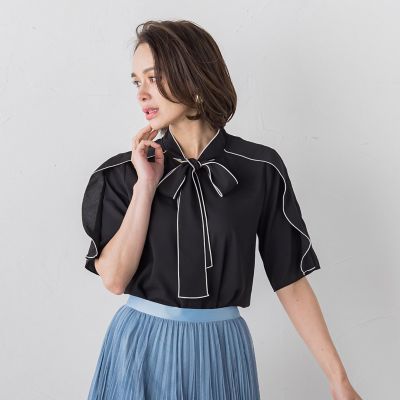 【ＷＥＢ別注】ハイツイストジョーゼットボウタイブラウス≪洗濯機で洗える≫