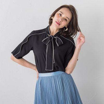【ＷＥＢ別注】ハイツイストジョーゼットボウタイブラウス≪洗濯機で洗える≫