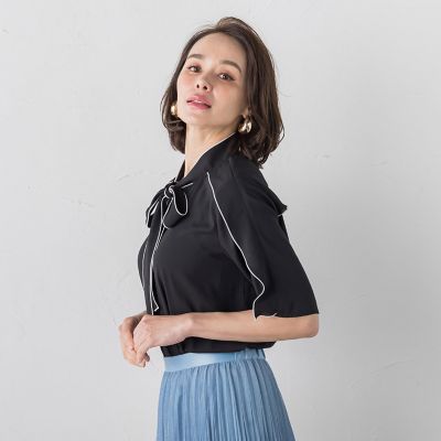 【ＷＥＢ別注】ハイツイストジョーゼットボウタイブラウス≪洗濯機で洗える≫