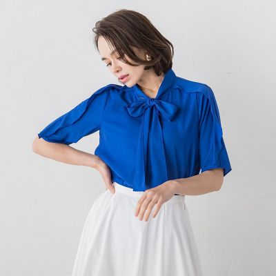 【ＷＥＢ別注】ハイツイストジョーゼットボウタイブラウス≪洗濯機で洗える≫