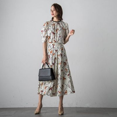 ホースプリントブラウス≪セットアップ対応／洗濯機で洗える≫