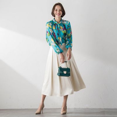 【ＷＥＢ限定カラーあり】フルーツプリントブラウス≪セットアップ対応／洗濯機で洗える≫