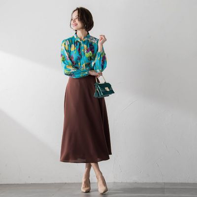 【ＷＥＢ限定カラーあり】フルーツプリントブラウス≪セットアップ対応／洗濯機で洗える≫