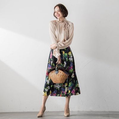バブルサテンブラウス≪洗濯機で洗える≫