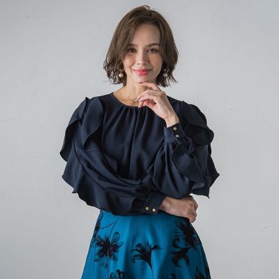 フレンチキス袖フリルブラウス≪洗濯機で洗える≫