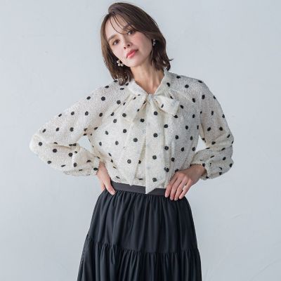 フェザージャガードドットブラウス≪洗濯機で洗える≫