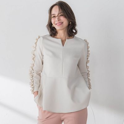 袖フリルペプラムブラウス≪手洗い可能≫ | Viaggio Blu (Women