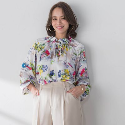 【ＷＥＢ限定カラーあり】カプリプリントブラウス≪洗濯機で洗える≫