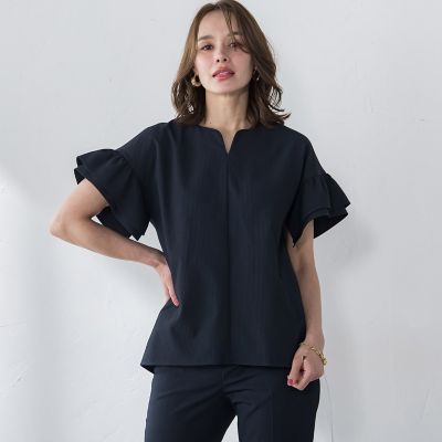 ＜Viaggio Blu (Women)＞ストレッチドビーブラウス≪洗濯機で洗える≫