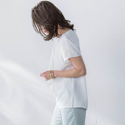Viaggio Blu / ビアッジョブルー 【新色追加】接触冷感前後2WAYストレッチブラウス≪洗濯機で洗える≫ 新色追加】接触冷感前後2WAYストレッチブラウス≪洗濯機で洗える
