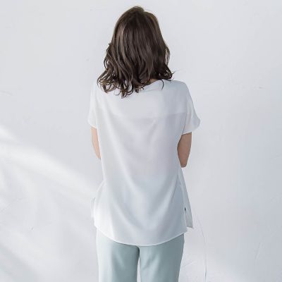 新色追加】接触冷感前後2WAYストレッチブラウス≪洗濯機で洗える