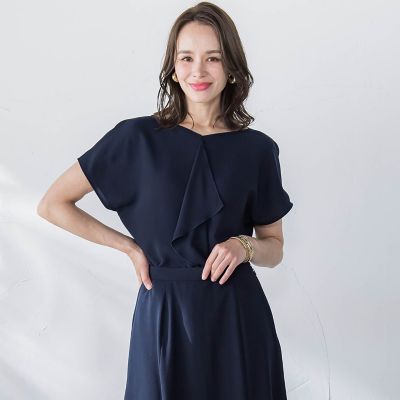 【SALE】Viaggio Blu (Women)/ビアッジョブルー 接触冷感前後2WAYストレッチブラウス&#8810;洗濯機で洗える&#8811; 05ネイビー トップス【三越伊勢丹/公式】