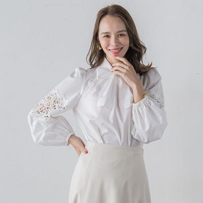 Viaggio Blu (Women)/ビアッジョブルー 袖レースブラウス&#8810;洗濯機で洗える&#8811; 01ホワイト トップス【三越伊勢丹/公式】