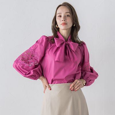 袖レースブラウス≪洗濯機で洗える≫ | Viaggio Blu (Women 