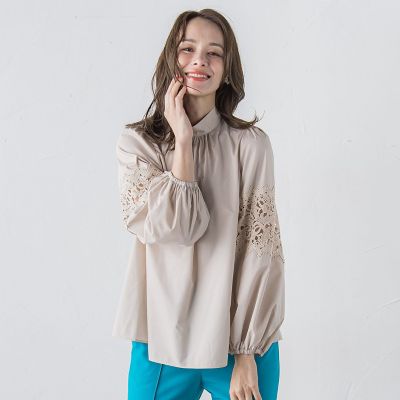 Viaggio Blu (Women)/ビアッジョブルー 袖レースブラウス&#8810;洗濯機で洗える&#8811; 12ベージュ トップス【三越伊勢丹/公式】