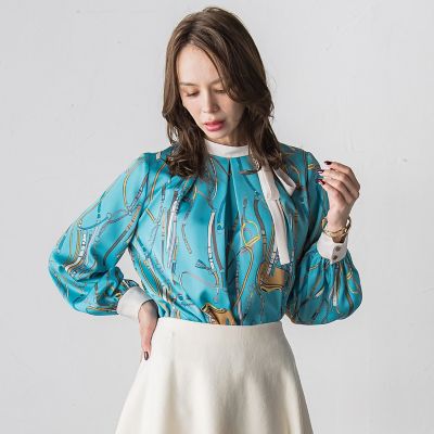 馬具プリントブラウス≪手洗い可能≫ | Viaggio Blu (Women