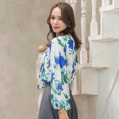 ブルーローズプリントブラウス≪洗濯機で洗える≫ | Viaggio Blu