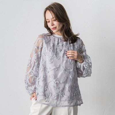 ＜Viaggio Blu (Women)＞スパンコールテープチュールブラウス