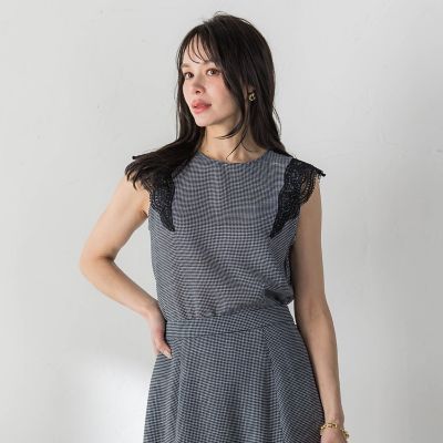 【新品未使用】Viaggio Bluブラックレースパフスリーブニット 101a10633_lacimel..jpg