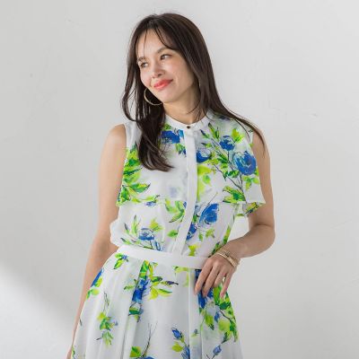 極美品 Viaggio Blu リーフパネルプリントブラウス 極美品 ビアッジョ