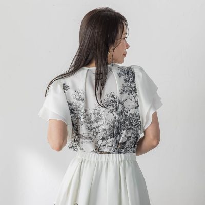 極美品 Viaggio Blu リーフパネルプリントブラウス 極美品 Viaggio Blu