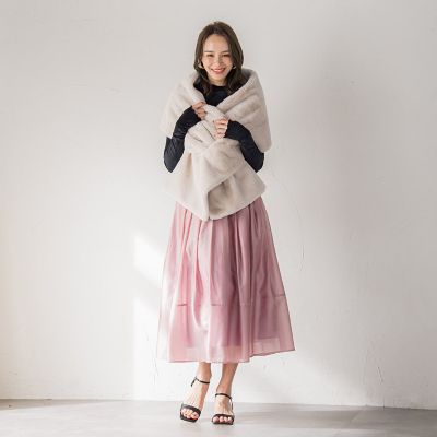 Viaggio Blu ショール　フォックスファー カシミア　リバーシブル フェイクファーストール≪手洗い可能≫ | Viaggio Blu (Women