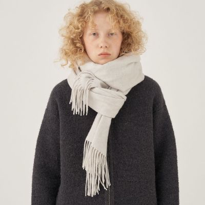 【新品未使用】GALERIE VIEカシミヤニットマフラー　ホワイト GALERIE VIE カシミヤストール | GALERIE VIE (Women