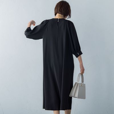 パールボタンフレアワンピース≪洗える≫