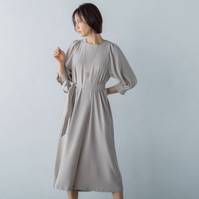 ＜LAUTREAMONT (Women)＞パールボタンフレアワンピース≪洗える≫
