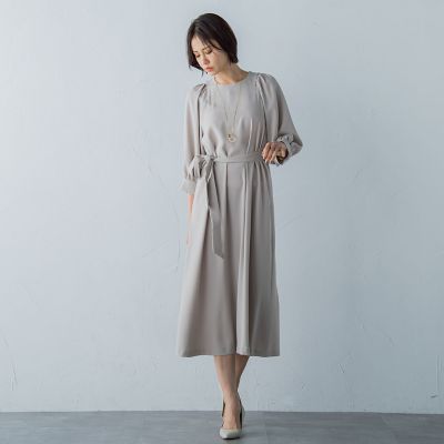 パールボタンフレアワンピース≪洗える≫
