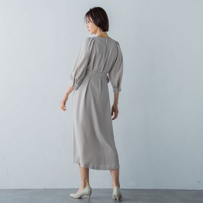 パールボタンフレアワンピース≪洗える≫