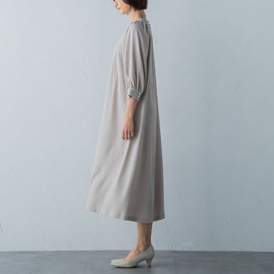 パールボタンフレアワンピース≪洗える≫