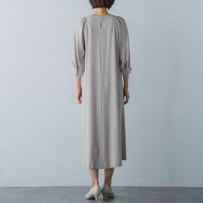 パールボタンフレアワンピース≪洗える≫