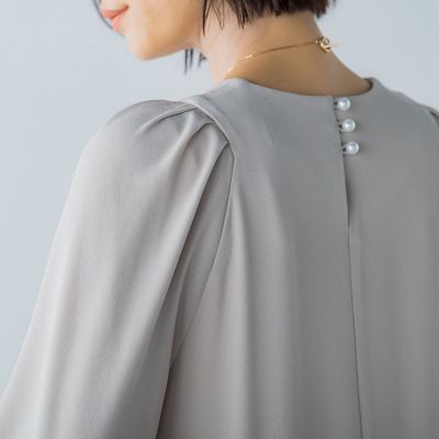 パールボタンフレアワンピース≪洗える≫