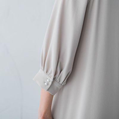 パールボタンフレアワンピース≪洗える≫