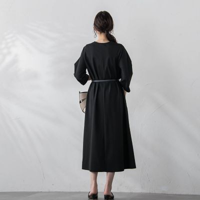 【ＷＥＢ限定】【ロング丈あり】ベルト付きタックスリーブワンピース≪洗える≫