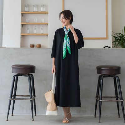 【ＷＥＢ限定】【ロング丈あり】ベルト付きタックスリーブワンピース≪洗える≫